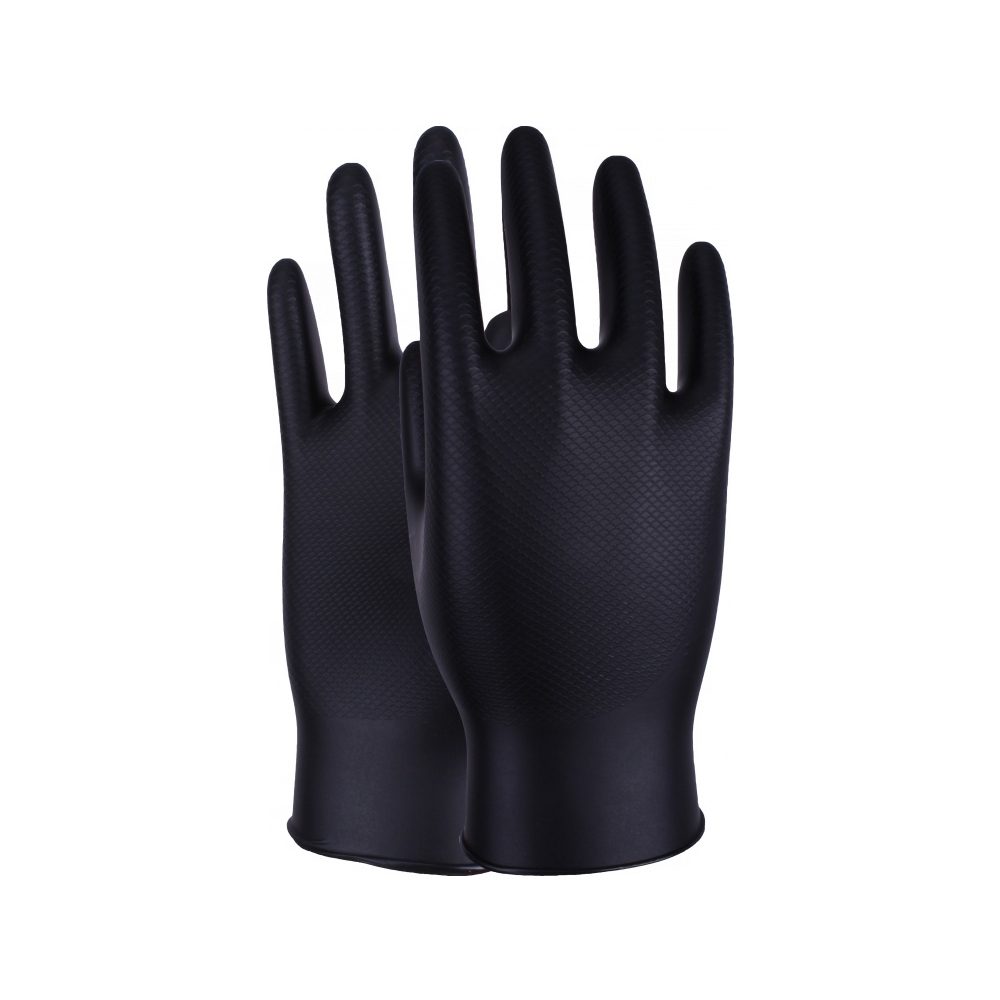 ORANGE HEAVY DUTY GRIP NITRILE GLOVES MEDIUM PK50