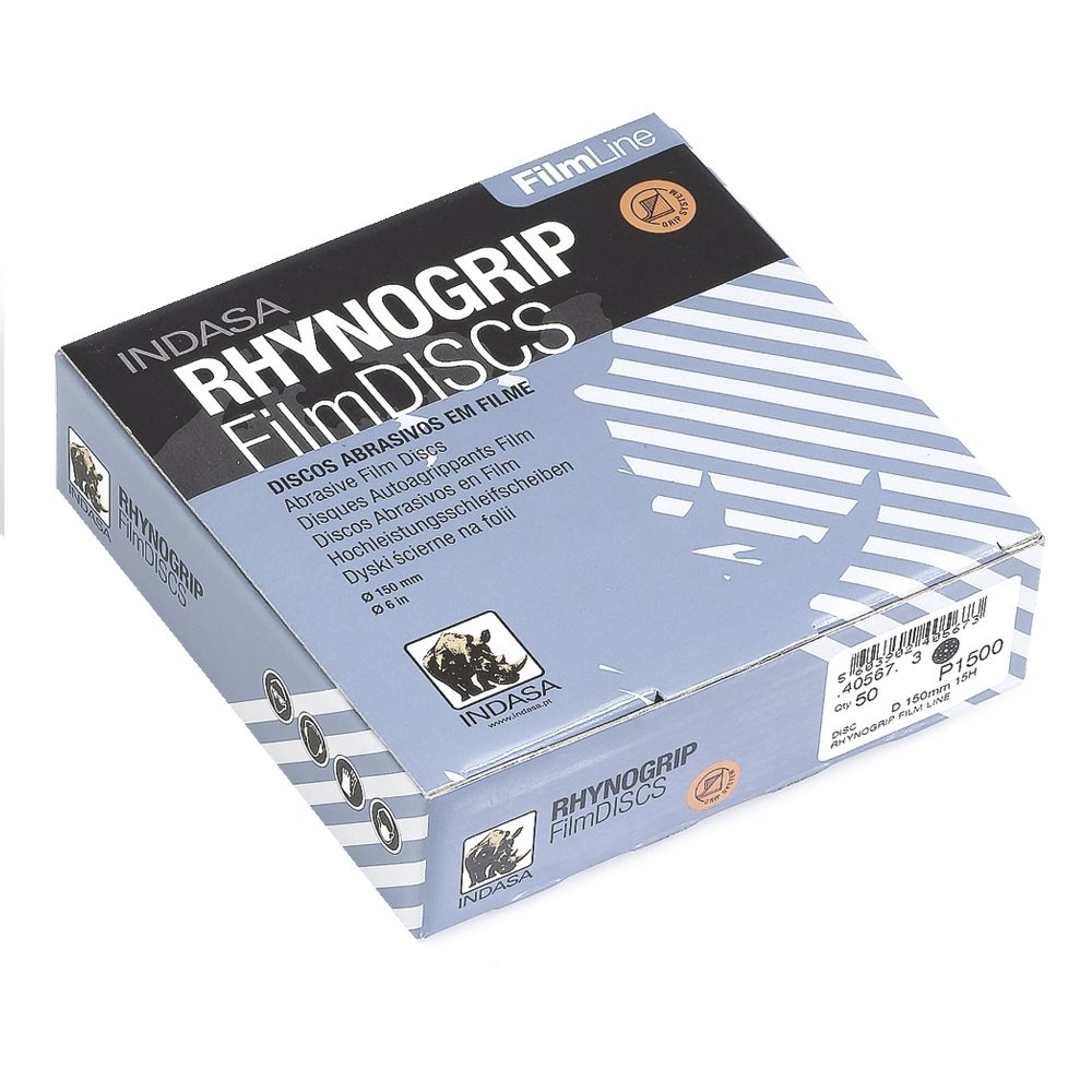 INDASA RHYNOGRIP FILMLINE DISCS P1500 150mmX15 HOLE PK50